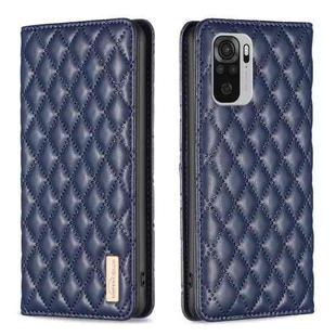 For Xiaomi Redmi Note 10 4G / 10S Diamond Lattice Magnetic Leather Flip Phone Case(Blue)