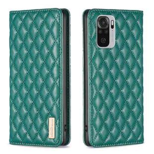 For Xiaomi Redmi Note 10 4G / 10S Diamond Lattice Magnetic Leather Flip Phone Case(Green)