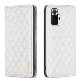 For Xiaomi Redmi Note 10 Pro / 10 Pro Max Diamond Lattice Magnetic Leather Flip Phone Case(White)