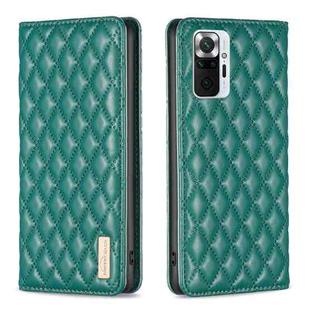 For Xiaomi Redmi Note 10 Pro / 10 Pro Max Diamond Lattice Magnetic Leather Flip Phone Case(Green)