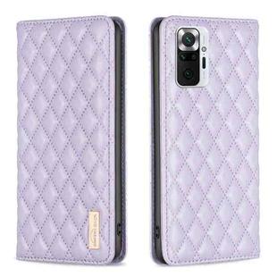 For Xiaomi Redmi Note 10 Pro / 10 Pro Max Diamond Lattice Magnetic Leather Flip Phone Case(Purple)