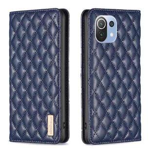 For Xiaomi Mi 11 Lite Diamond Lattice Magnetic Leather Flip Phone Case(Blue)