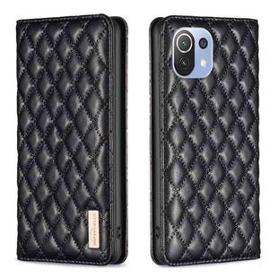 For Xiaomi Mi 11 Lite Diamond Lattice Magnetic Leather Flip Phone Case(Black)