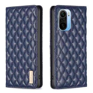 For Xiaomi Mi 11i / Poco F3 / Redmi K40 Diamond Lattice Magnetic Leather Flip Phone Case(Blue)
