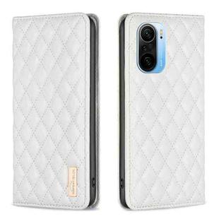 For Xiaomi Mi 11i / Poco F3 / Redmi K40 Diamond Lattice Magnetic Leather Flip Phone Case(White)