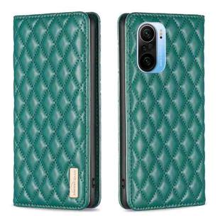 For Xiaomi Mi 11i / Poco F3 / Redmi K40 Diamond Lattice Magnetic Leather Flip Phone Case(Green)