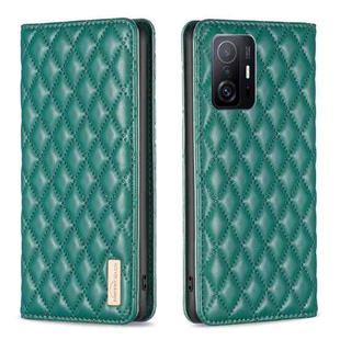 For Xiaomi 11T / 11T Pro Diamond Lattice Magnetic Leather Flip Phone Case(Green)