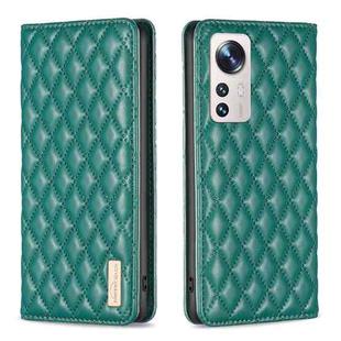 For Xiaomi 12 Lite Diamond Lattice Magnetic Leather Flip Phone Case(Green)