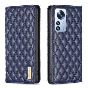 For Xiaomi 12 Pro Diamond Lattice Magnetic Leather Flip Phone Case(Blue)