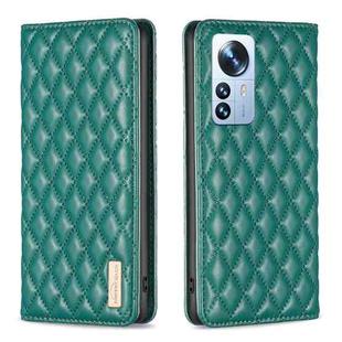 For Xiaomi 12 Pro Diamond Lattice Magnetic Leather Flip Phone Case(Green)