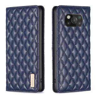 For Xiaomi Poco X3 / X3 NFC Diamond Lattice Magnetic Leather Flip Phone Case(Blue)