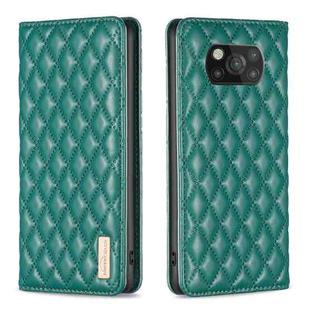 For Xiaomi Poco X3 / X3 NFC Diamond Lattice Magnetic Leather Flip Phone Case(Green)