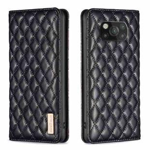 For Xiaomi Poco X3 / X3 NFC Diamond Lattice Magnetic Leather Flip Phone Case(Black)