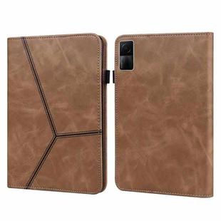 For Xiaomi Redmi Pad 10.61 2022 Solid Color Embossed Striped Leather Case(Brown)