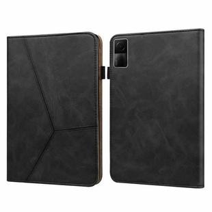 For Xiaomi Redmi Pad 10.61 2022 Solid Color Embossed Striped Leather Case(Black)