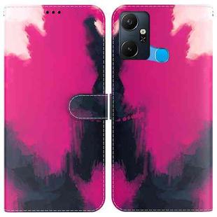 For Infinix Smart 6 Plus Watercolor Pattern Flip Leather Phone Case(Berry Color)