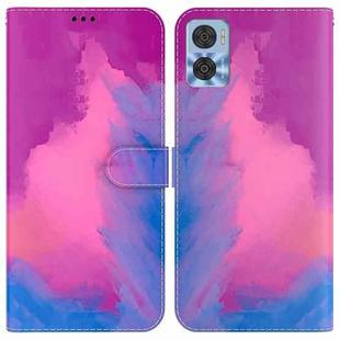 For Motorola Moto E22/E22i Watercolor Pattern Flip Leather Phone Case(Purple Red)
