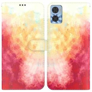 For Motorola Moto E22/E22i Watercolor Pattern Flip Leather Phone Case(Spring Cherry)