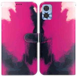 For Motorola Moto E22/E22i Watercolor Pattern Flip Leather Phone Case(Berry Color)