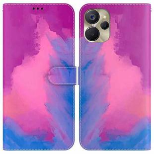 For Realme 9i 5G Watercolor Pattern Flip Leather Phone Case(Purple Red)