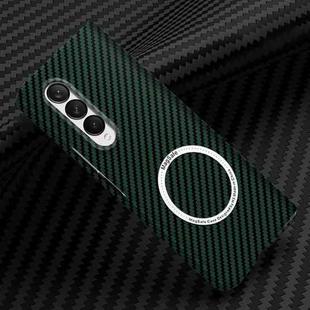 For Samsung Galaxy Z Fold4 5G Carbon Fiber Texture MagSafe Magnetic Phone Case(Green)