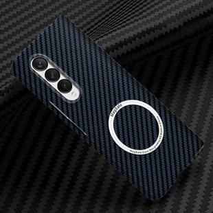 For Samsung Galaxy Z Fold4 5G Carbon Fiber Texture MagSafe Magnetic Phone Case(Blue)
