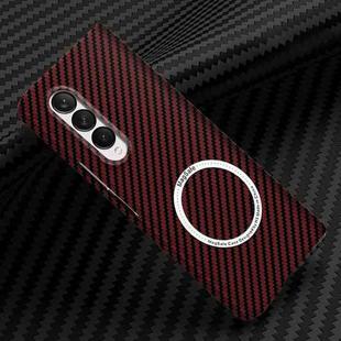 For Samsung Galaxy Z Fold4 5G Carbon Fiber Texture MagSafe Magnetic Phone Case(Red)