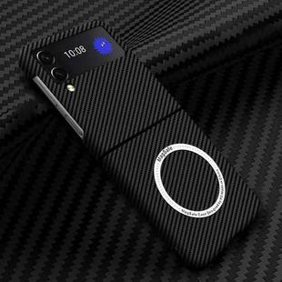For Samsung Galaxy Z Flip4 5G Carbon Fiber Texture MagSafe Magnetic Phone Case(Black)