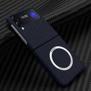 For Samsung Galaxy Z Flip4 5G Carbon Fiber Texture MagSafe Magnetic Phone Case(Blue)
