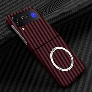 For Samsung Galaxy Z Flip4 5G Carbon Fiber Texture MagSafe Magnetic Phone Case(Red)