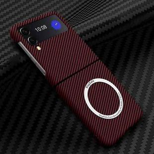 For Samsung Galaxy Z Flip3 5G Carbon Fiber Texture MagSafe Magnetic Phone Case(Red)