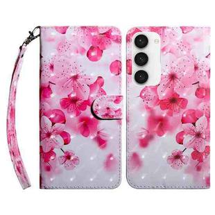 For Samsung Galaxy S23 5G 3D Painted Leather Phone Case(Red Flower)