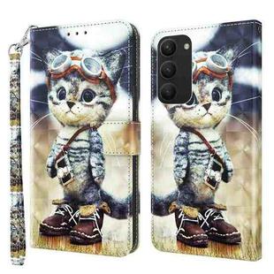 For Samsung Galaxy S23+ 5G 3D Painted Leather Phone Case(Naughty Cat)