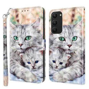 For Samsung Galaxy S23+ 5G 3D Painted Leather Phone Case(Two Loving Cats)