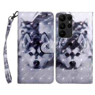 For Samsung Galaxy S23 Ultra 3D Painted Leather Phone Case(Husky)