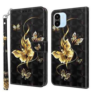 For Xiaomi Redmi A1 2022 3D Painted Leather Phone Case(Golden Swallow Butterfly)