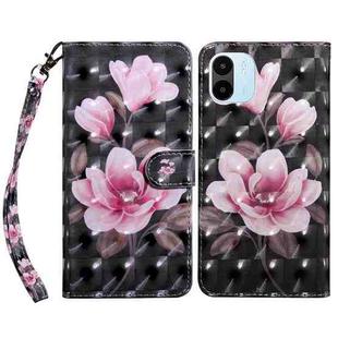 For Xiaomi Redmi A1 2022 3D Painted Leather Phone Case(Pink Flower)