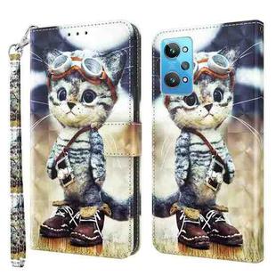 For Realme GT2 / GT Neo2 / GT Neo 3T 3D Painted Leather Phone Case(Naughty Cat)