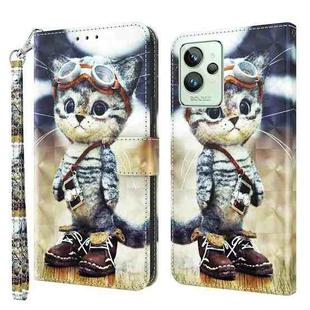 For Realme GT2 Pro 3D Painted Leather Phone Case(Naughty Cat)