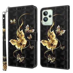 For Realme GT2 Pro 3D Painted Leather Phone Case(Golden Swallow Butterfly)