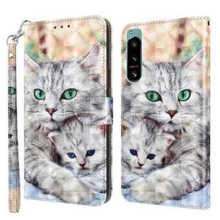 For Sony Xperia 5 IV 3D Painted Leather Phone Case(Two Loving Cats)