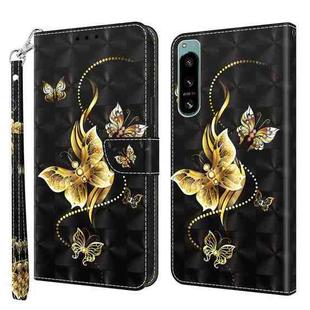 For Sony Xperia 5 IV 3D Painted Leather Phone Case(Golden Swallow Butterfly)