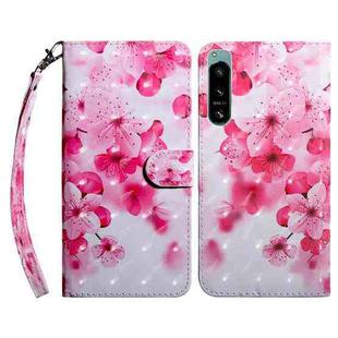 For Sony Xperia 5 IV 3D Painted Leather Phone Case(Red Flower)