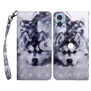 For Motorola Moto E22 3D Painted Leather Phone Case(Husky)