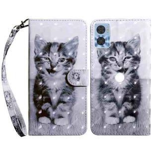 For Motorola Moto E22 3D Painted Leather Phone Case(Smile Cat)