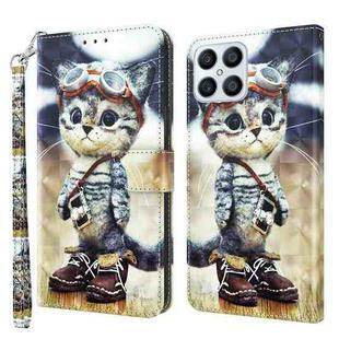 For Honor X8 4G 3D Painted Leather Phone Case(Naughty Cat)