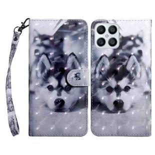 For Honor X8 4G 3D Painted Leather Phone Case(Husky)
