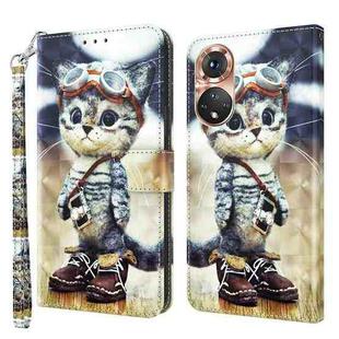 For Honor 50 3D Painted Leather Phone Case(Naughty Cat)