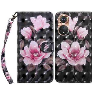 For Honor 50 3D Painted Leather Phone Case(Pink Flower)