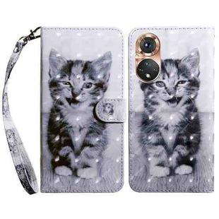 For Honor 50 3D Painted Leather Phone Case(Smile Cat)